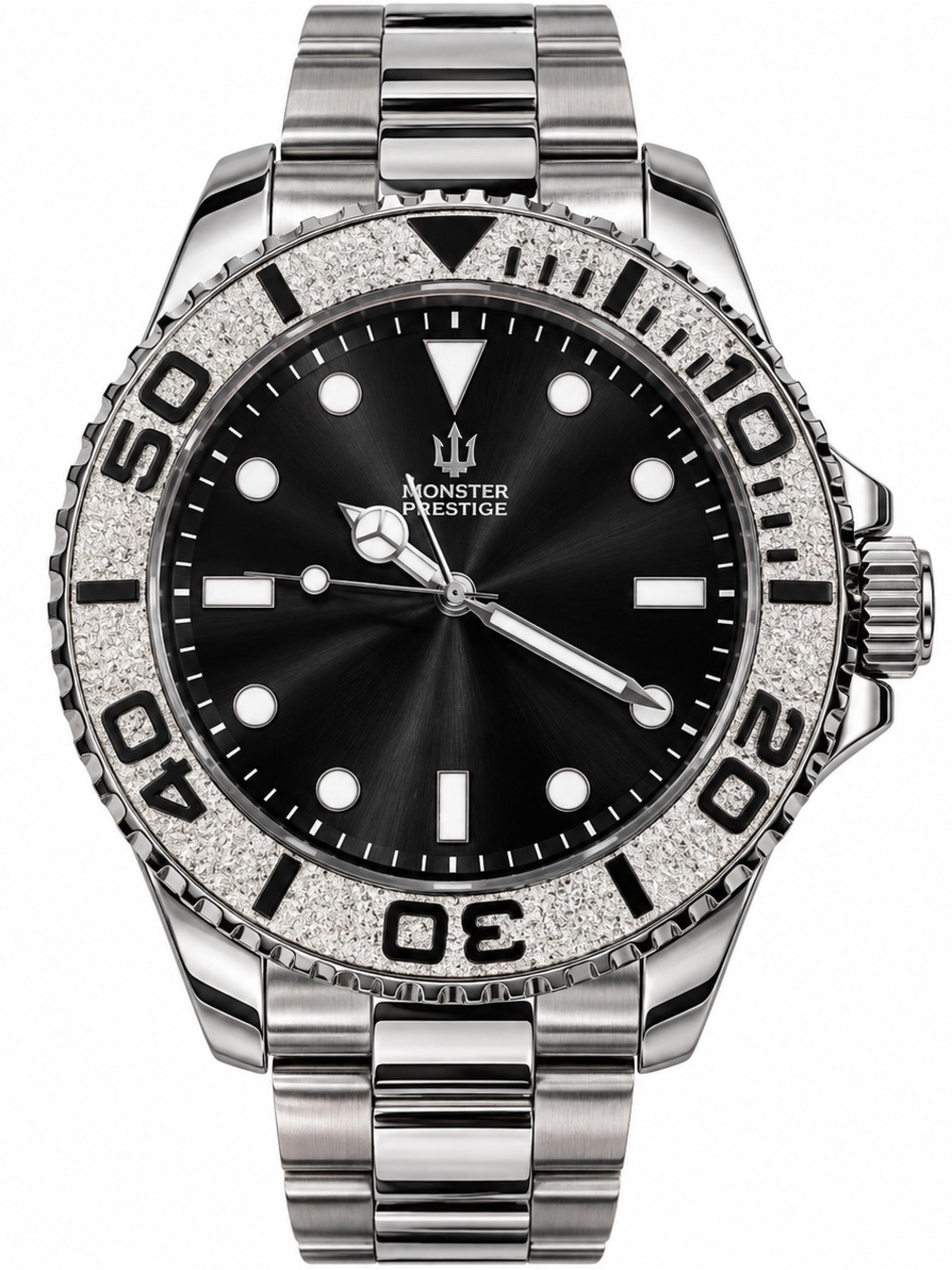 Monster Prestige Silver Stainless Steel Diver Watch with Black Dial MPW-0267
